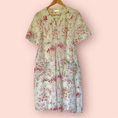 Vintage Fundamentals Cottagecore Floral Nightgown Dress Shabby Large Pearl Snap