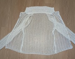 Vtg 70s Sheer Stretchy Knit Draped White Cardigan Jacket Top M