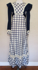 Vtg 70s California Charmer Prairie Maxi Dress Pinafore Ruffles Cottagecore XS