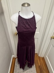 VTG Masquerade Plum Purple Gown Sequin Embroidered Halter Dress Prom Formal 9/10