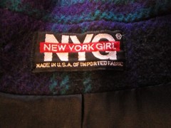 VINTAGE NEW YORK GIRL, LARGE PLAID 90’S COAT, BUTTON FRONT, LINED, SZ 6, SUPER!