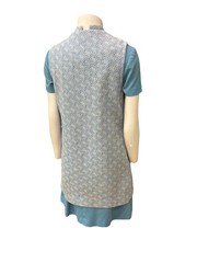 Vintage 60s Mod Blue Geometric Dress Vest Set XXS 24 Waist As Is