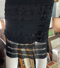 Gorgeous Vintage CACHÉ Black Beaded Crochet Knit Midi Dress XS/S/M