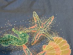 Vintage 1990s Fruit of the Loom Best Womens? T-Shirt Seashells/Starfish/SeaHorse