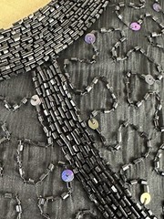 Beaded Drama Special Occasion Dress Black Beads Iridescent Sequins Formal 16WP