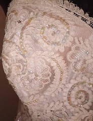 Vintage 50s Henry A Conder Strapless Prom Cupcake Rockabilly Sequin Lace…