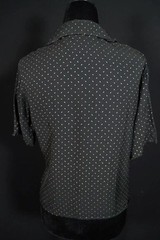 Vintage 1940’s French Black and Gold Painted Tiny Lines Rayon Blouse Size 8 Med