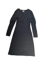 Vintage A.B.S. By Allen Schwartz Dress Black A-Line Small Mid Length Swing