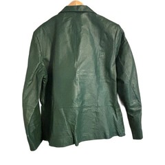 Vintage Chadwicks Dark Green 2 Button Short 100% Leather Blazer Women’s Sz 14P