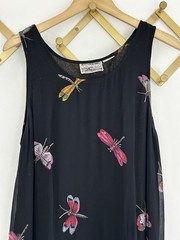 Vintage New Options Butterfly Dragonfly Maxi Dress Jacket Beaded Sequin Medium