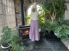 Vintage 1970s Purple and White Tweed Pleated Skirt Country Set