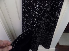 Vtg David Warren Full Button Front Shirt Dress Black White Polka Dot Sz 14 EUC