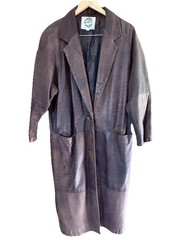 Vintage G-III Leather Brown Full Length Long Coat Womens Medium Lined Duster