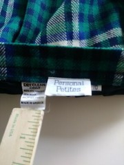 Vintage Skirt Personal Petites Brand Size 10 Plaid Design Lined Button Closure