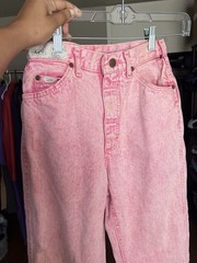 Vintage 90s Lee Pink Faded Country Acid Wash High Rise Mom Jeans Sz 7 Medium USA