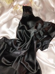 VTG SATIN SHINY WET SEAL BLACK SLEEVELESS TOP CAMISOLE IMPORT FABRIC S P/M 36 38