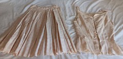 VINTAGE 1957 LANZ ORIGINALS SZ 6? WHITE PINK FLOWERS TANK TOP AND SKIRT SET GOOD