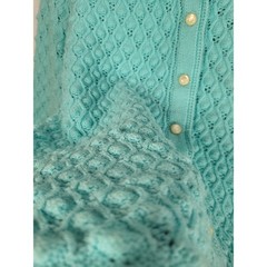 Vintage 60s Aqua Popcorn Bobble Knit Cardigan Sweater M Coquette Cottage