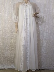 Vintage Chiffon Peignoir Robe Ralph Montenero Lingerie Nightgown Blended Set M