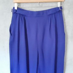 Vintage Stirrup Pants Chaus 10 – Blue High Waist Front Zip Poly Rayon Blend 80’s