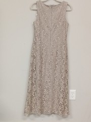 Vintage S.L. Fashions Gray Nude Floral Lace Crochet Maxi Dress Cottagecore 10