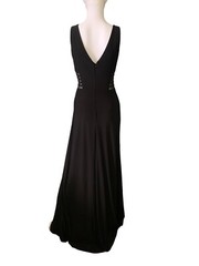 VTG 90s y2k Maxi Dress Gown Night Way Evening Formal Mesh Slit Lrg Black