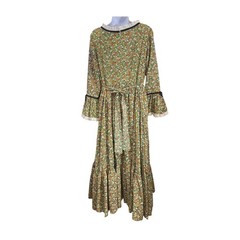 70s Unbranded Prairie Maxi Dress Cottagecore Boho Victorian Floral Bonnet