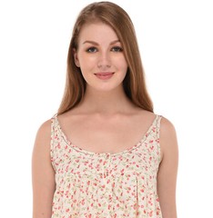 Printed Cotton Sleeveless Button-front Nightdress | Cotton Lane