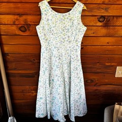 VTG 90s Victoria Holley Cottagecore Floral Fit & Flare Cotton Midi Dress 12