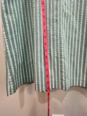 Vintage 80s Teal And White Striped Cotton Dress Short Sleeve Size 12