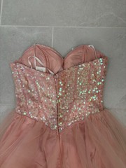 Vintage Y2K Masquerade Pink Beaded Iridescent Corset Tulle Mini Dress Size 3/4