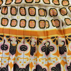 VTG SUE BRETT Junior Dress SZ 5 A Line Pleated Hem Covered Buttons Geometric