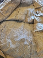 ANTIQUE COTTON PRIMITIVE 1930S 1940S HAND MADE FARM DRESS DISTRESSED BLUE