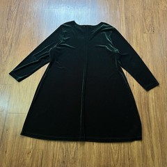 Vintage 90s Velvet Dress Green Long Sleeve Floral Neckline Fairy Grunge Sz 22