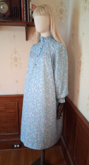 Vintage 1960s/1970s Pale Blue Floral Prairie Cottagecore Victorian House Dress