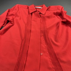 Vintage Yves St. Clair Petites 12P Red Pintuck Embroidered Blouse Shoulder Pads