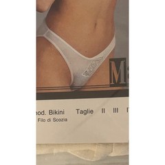 Vtg Manufat Italian Bikini Panties 100% Filo di Scozia Cotton White Size: 4 NOS