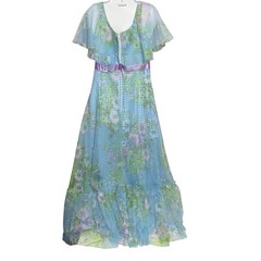 Vintage Dress XS Gingham Blue White Maxi Cottagecore USA Union Made Feminine
