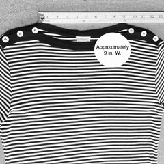 Vintage Long Slv. Tee French Stripes Black & White 55% Combed Cotton Size L, EUC