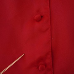 Vintage TJW Mervyns Satin Blouse 16 Red Mandarin Collar Lace Embroidered 80s Top