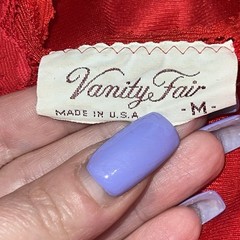 Vintage Vanity Fair Nightgown Robe Peignoir Set Size Medium Red Satin Long Lace