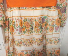Vintage 70’s Handmade Orange & White Floral Long Prairie Maxi Lined Dress