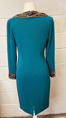 Niteline Della Roufogali Emerald Green Dress Cocktail Sz 4 Petites 80s Jeweled