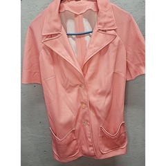 Vtg 1970’s Handmade Blazer Smock Suite Jacket Pink Poke A Dot Sz 2x