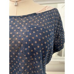 vintage papaya polka dot short sleeve top with butterfly crochet back