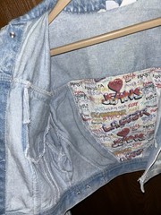 Vintage LA Gear Denim Jean Jacket Size Small Cropped Beaded Sparkle