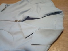Vtg 70s Powder Blue Crepe MOD Space Age Futuristic Chain Link Jacket career S M