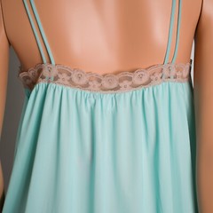 💖 AVIAN Seafoam Green Nylon Spaghetti Strap Nightgown Chemise S Lace Trim NWT