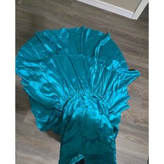 Vintage Zum Zum Teal Satin Sequin Mermaid Prom Dress Bow 80s 90s Size 10