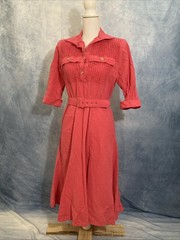 Vintage 1980s Neon Pink Dress Patti Powers Size 10P Pockets Matching Belt